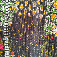 Black Cotton Handcrafted Kantha Quilted Reversible Patchwork Jacket Handmade Cotton Coat