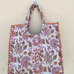 Quilted Jhola Bag, Cotton Quilted Tote Bags, Handmade Quilted Printed Market Bag, Tote Shopping Bag, Hippie Bag, Market Bag, Tote Bags