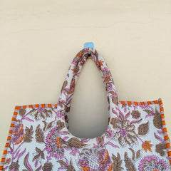 Quilted Jhola Bag, Cotton Quilted Tote Bags, Handmade Quilted Printed Market Bag, Tote Shopping Bag, Hippie Bag, Market Bag, Tote Bags