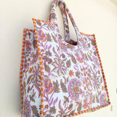 Quilted Jhola Bag, Cotton Quilted Tote Bags, Handmade Quilted Printed Market Bag, Tote Shopping Bag, Hippie Bag, Market Bag, Tote Bags