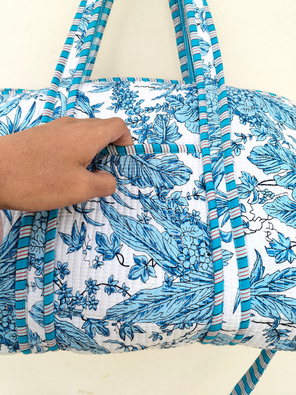 Cotton Quilted Overnight Bag | Cotton Travel Bag | Cotton Overnight Bag | Travel Bag | Weekender Bag | Travel Duffel Bag | Changing Bag