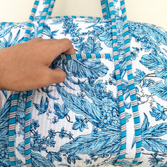 Cotton Quilted Overnight Bag | Cotton Travel Bag | Cotton Overnight Bag | Travel Bag | Weekender Bag | Travel Duffel Bag | Changing Bag