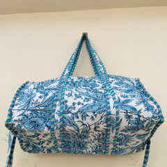 Cotton Quilted Overnight Bag | Cotton Travel Bag | Cotton Overnight Bag | Travel Bag | Weekender Bag | Travel Duffel Bag | Changing Bag