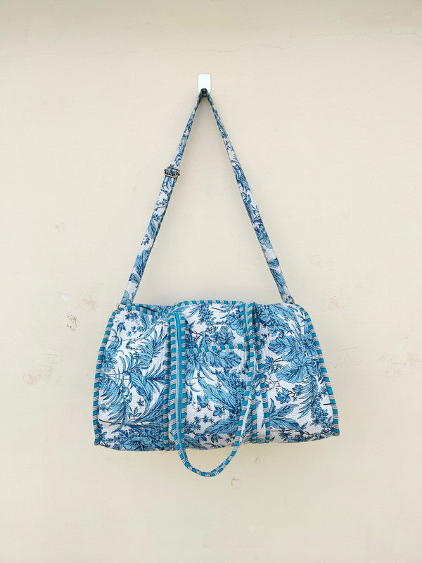 Cotton Quilted Overnight Bag | Cotton Travel Bag | Cotton Overnight Bag | Travel Bag | Weekender Bag | Travel Duffel Bag | Changing Bag