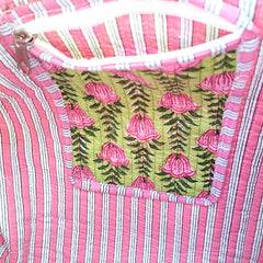 Friendly Quilted Cotton Tote Boho Floral Duffle for Yoga, Beach, green bag & Everyday Use