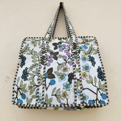 Carryall Handmade Cotton Quilted Tote-Beautiful Block Print Design, Eco-Friendly & Versatile Shopper Bag, Women's Canvas Bag, Perfect Gift