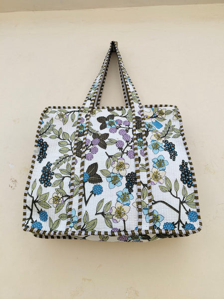 Carryall Handmade Cotton Quilted Tote-Beautiful Block Print Design, Eco-Friendly & Versatile Shopper Bag, Women's Canvas Bag, Perfect Gift