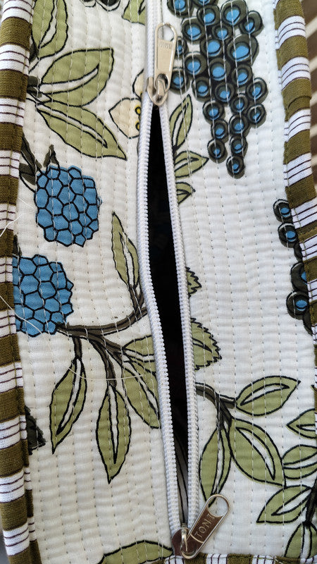 Carryall Handmade Cotton Quilted Tote-Beautiful Block Print Design, Eco-Friendly & Versatile Shopper Bag, Women's Canvas Bag, Perfect Gift