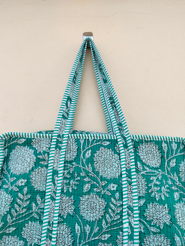 Women Shopping Bag, Cotton Quilted Tote Bag, Indian Handmade Bag, Party Bag, Large Market Bag, Shoulder Bag, Beach Bag, Eco Friendly Tote - 3