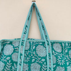 Women Shopping Bag, Cotton Quilted Tote Bag, Indian Handmade Bag, Party Bag, Large Market Bag, Shoulder Bag, Beach Bag, Eco Friendly Tote - 3