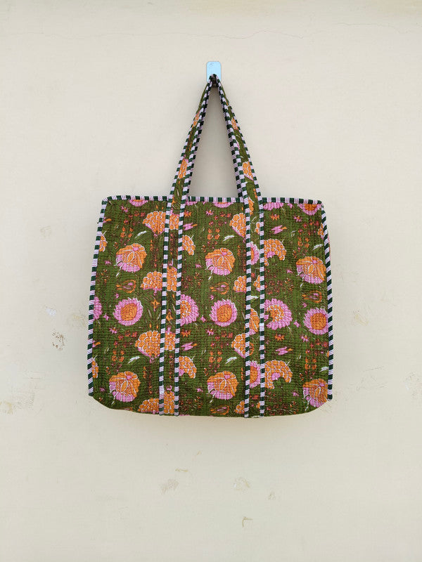 Handmade Patchwork Tote Bag, Indian Making Quilted Tote Bags, Eco Friendly Boho Shopper Bags, Vintage Shoulder Bag, Women's