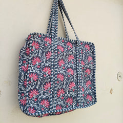 Women Shopping Bag, Cotton Quilted Tote Bag, Indian Handmade Bag, Party Bag, Large Market Bag, Shoulder Bag, Beach Bag, Eco Friendly Tote - 1