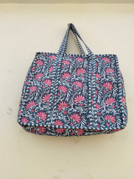 Women Shopping Bag, Cotton Quilted Tote Bag, Indian Handmade Bag, Party Bag, Large Market Bag, Shoulder Bag, Beach Bag, Eco Friendly Tote - 1