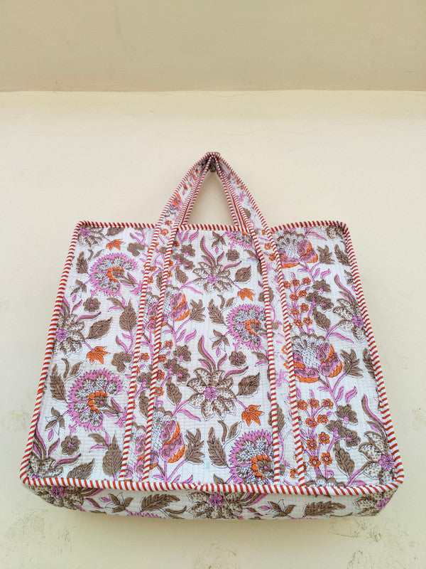 Women Shopping Bag, Cotton Quilted Tote Bag, Indian Handmade Bag, Party Bag, Large Market Bag, Shoulder Bag, Beach Bag, Eco Friendly Tote - 2