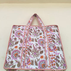 Women Shopping Bag, Cotton Quilted Tote Bag, Indian Handmade Bag, Party Bag, Large Market Bag, Shoulder Bag, Beach Bag, Eco Friendly Tote - 2