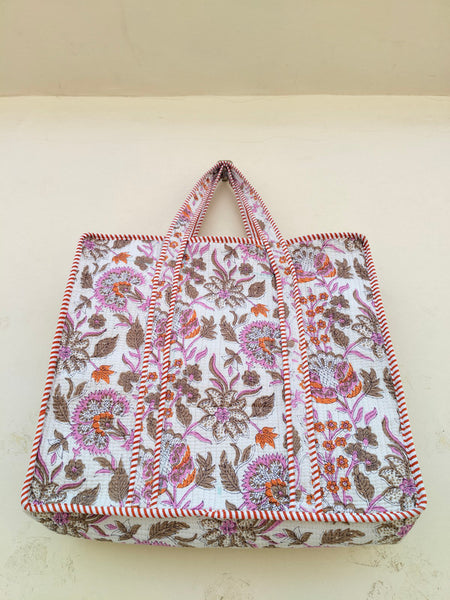 Women Shopping Bag, Cotton Quilted Tote Bag, Indian Handmade Bag, Party Bag, Large Market Bag, Shoulder Bag, Beach Bag, Eco Friendly Tote - 2