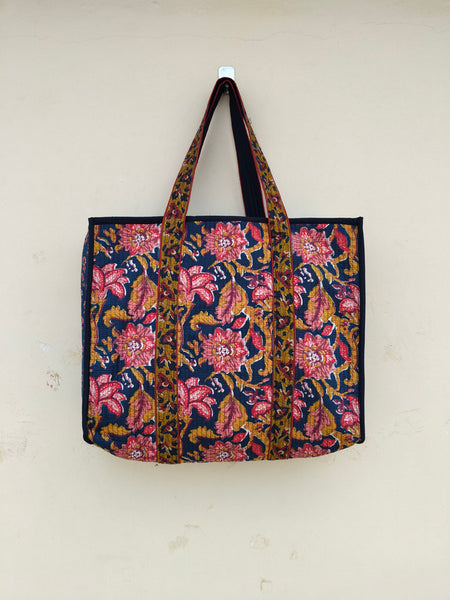 Handmade Patchwork Tote Bag, Indian Making Quilted Tote Bags, Eco Friendly Boho Shopper Bags, Vintage Shoulder Bag, Women's Carry Bag - 2