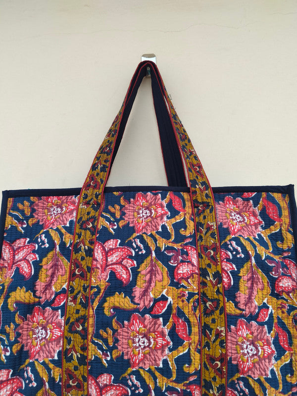 Handmade Patchwork Tote Bag, Indian Making Quilted Tote Bags, Eco Friendly Boho Shopper Bags, Vintage Shoulder Bag, Women's