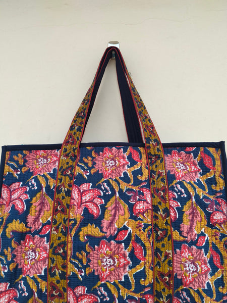 Handmade Patchwork Tote Bag, Indian Making Quilted Tote Bags, Eco Friendly Boho Shopper Bags, Vintage Shoulder Bag, Women's Carry Bag - 2