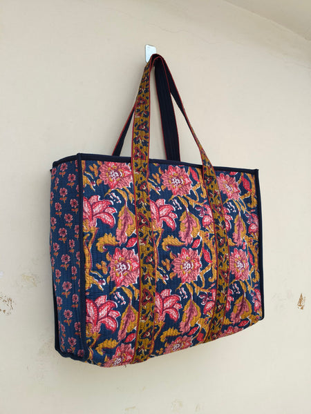 Handmade Patchwork Tote Bag, Indian Making Quilted Tote Bags, Eco Friendly Boho Shopper Bags, Vintage Shoulder Bag, Women's Carry Bag - 2