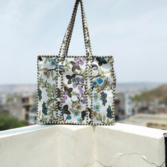 Carryall Handmade Cotton Quilted Tote-Beautiful Block Print Design, Eco-Friendly & Versatile Shopper Bag, Women's Canvas Bag, Perfect Gift
