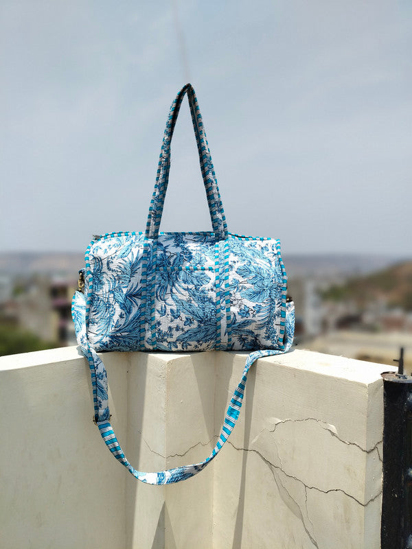 Cotton Quilted Overnight Bag | Cotton Travel Bag | Cotton Overnight Bag | Travel Bag | Weekender Bag | Travel Duffel Bag | Changing Bag