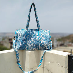 Cotton Quilted Overnight Bag | Cotton Travel Bag | Cotton Overnight Bag | Travel Bag | Weekender Bag | Travel Duffel Bag | Changing Bag