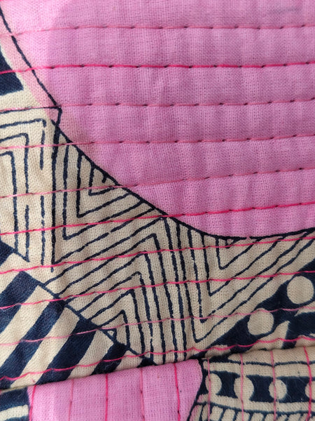 Large Quilted Makeup Bag Cosmetic Vanity Case / Cotton Travel Storage Bag / Opens Flat for Easy Access Toiletry Bag Bridal Shower Gift - 5