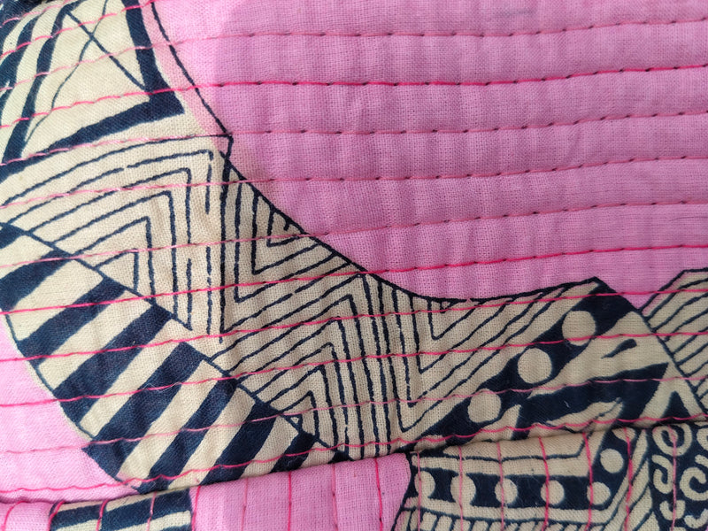 Large Quilted Makeup Bag Cosmetic Vanity Case / Cotton Travel Storage Bag / Opens Flat for Easy Access Toiletry Bag Bridal Shower Gift - 5