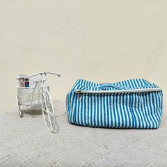 Large Quilted Makeup Bag Cosmetic Vanity Case / Cotton Travel Storage Bag / Opens Flat for Easy Access Toiletry Bag Bridal Shower Gift - 2