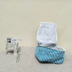 Large Quilted Makeup Bag Cosmetic Vanity Case / Cotton Travel Storage Bag / Opens Flat for Easy Access Toiletry Bag Bridal Shower Gift - 2