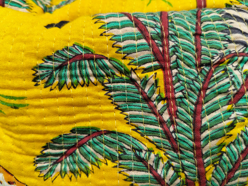 Large Quilted Makeup Bag Cosmetic Vanity Case / Cotton Travel Storage Bag / Opens Flat for Easy Access Toiletry Bag Bridal Shower Gift - 4