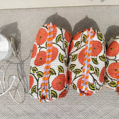 Set of 3 Black Floral Quilted Makeup Bags - Hand Block Printed Toiletry & Travel Pouch Set for Women - 13