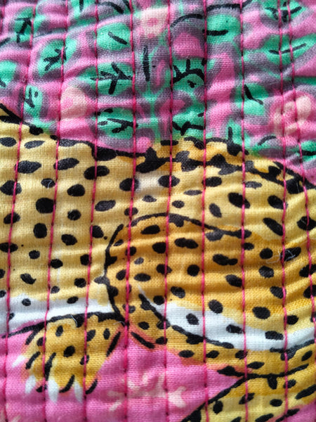 Set of 3 Black Floral Quilted Makeup Bags - Hand Block Printed Toiletry & Travel Pouch Set for Women - 12