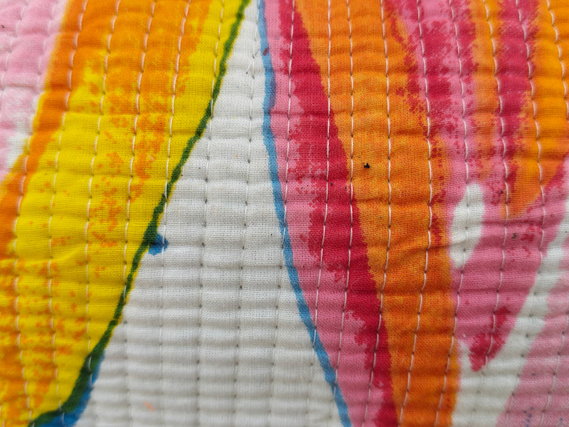 Set of 3 Black Floral Quilted Makeup Bags - Hand Block Printed Toiletry & Travel Pouch Set for Women - 10