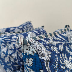 Set of 3 Black Floral Quilted Makeup Bags - Hand Block Printed Toiletry & Travel Pouch Set for Women - 9