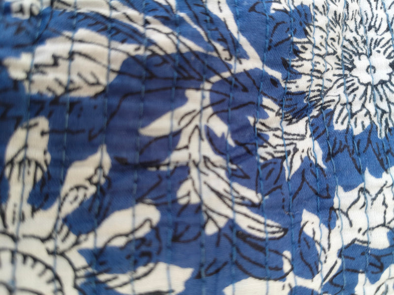 Set of 3 Black Floral Quilted Makeup Bags - Hand Block Printed Toiletry & Travel Pouch Set for Women - 9