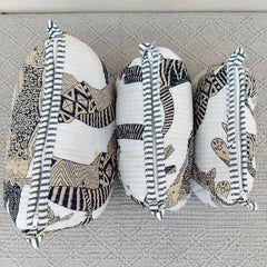 Set of 3 Black Floral Quilted Makeup Bags - Hand Block Printed Toiletry & Travel Pouch Set for Women - 7