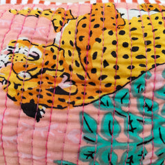 Set of 3 Black Floral Quilted Makeup Bags - Hand Block Printed Toiletry & Travel Pouch Set for Women - 4