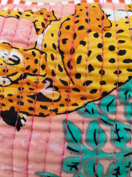 Set of 3 Black Floral Quilted Makeup Bags - Hand Block Printed Toiletry & Travel Pouch Set for Women - 4