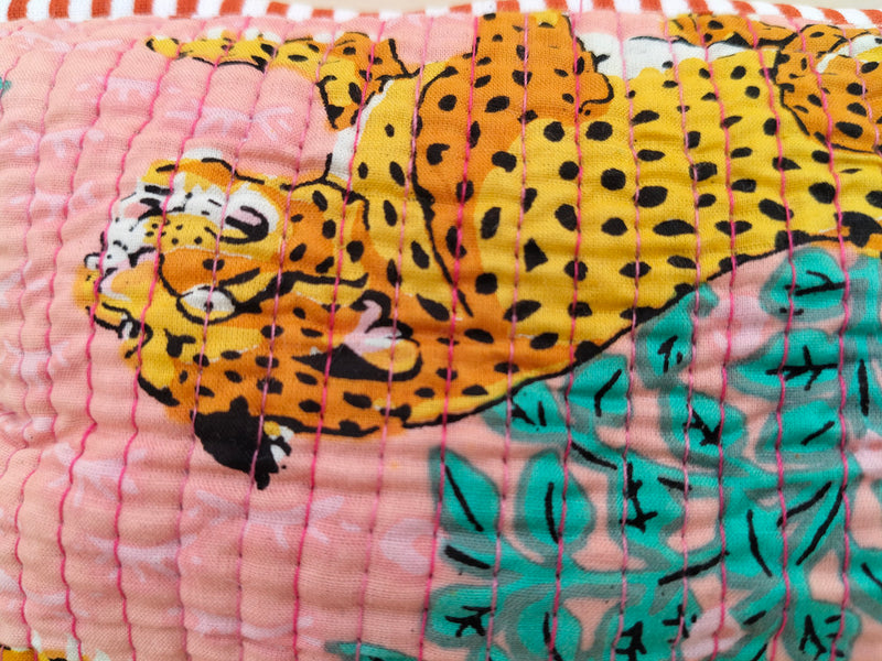 Set of 3 Black Floral Quilted Makeup Bags - Hand Block Printed Toiletry & Travel Pouch Set for Women - 4