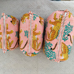 Set of 3 Black Floral Quilted Makeup Bags - Hand Block Printed Toiletry & Travel Pouch Set for Women - 4