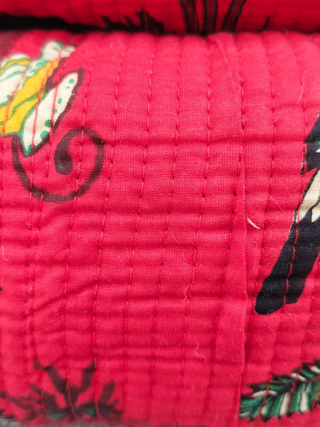 Set of 3 Black Floral Quilted Makeup Bags - Hand Block Printed Toiletry & Travel Pouch Set for Women - 2