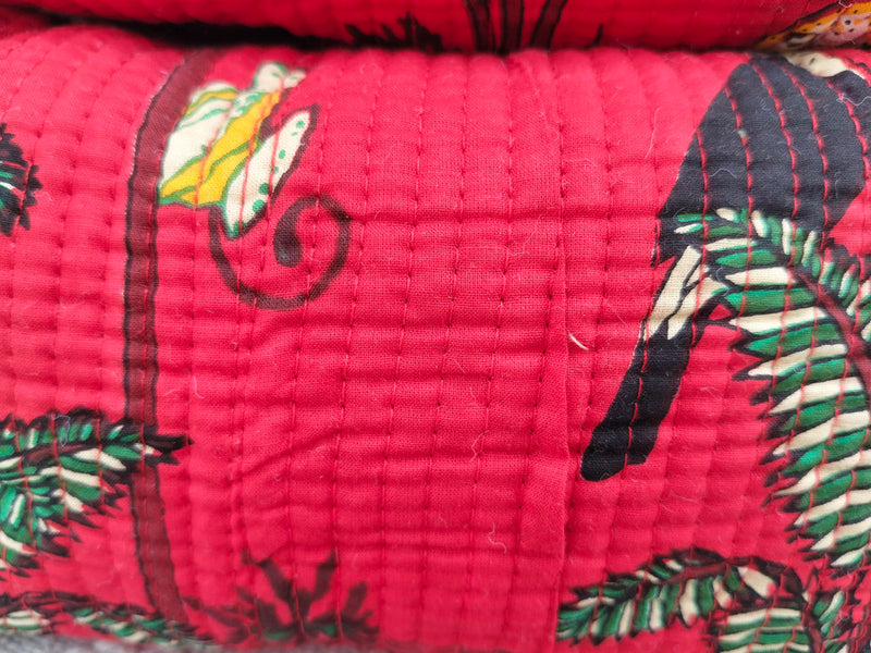 Set of 3 Black Floral Quilted Makeup Bags - Hand Block Printed Toiletry & Travel Pouch Set for Women - 2