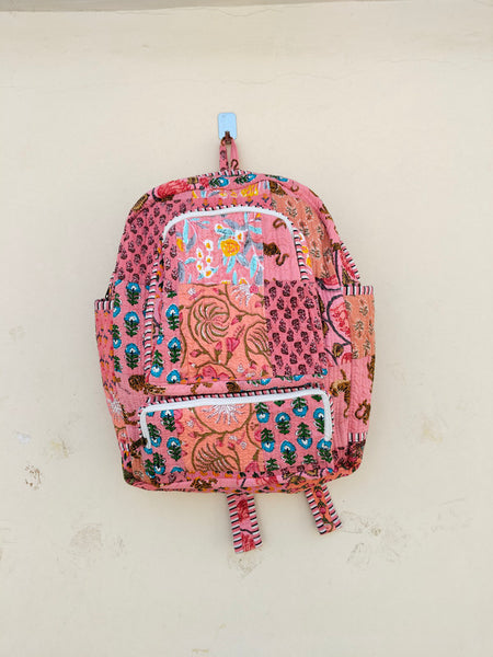 Cotton Quilt Patchwork Backpack Cotton Indian Laptop Bag Hand Bohemian Hippie Tote Backpack cotton patch work tote bag reversible bag - 6