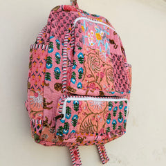 Cotton Quilt Patchwork Backpack Cotton Indian Laptop Bag Hand Bohemian Hippie Tote Backpack cotton patch work tote bag reversible bag - 6