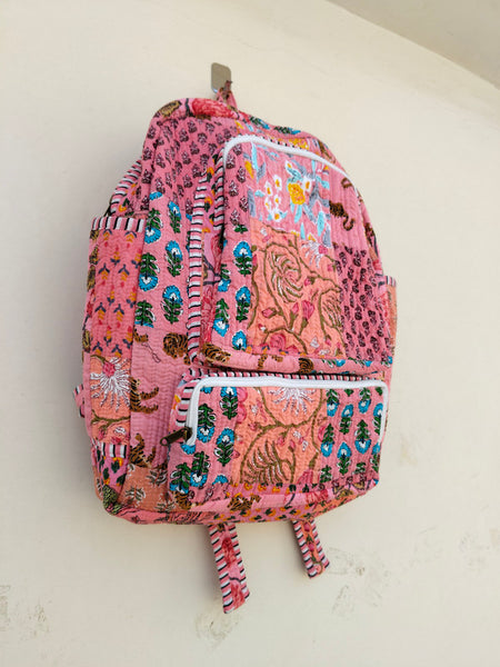 Cotton Quilt Patchwork Backpack Cotton Indian Laptop Bag Hand Bohemian Hippie Tote Backpack cotton patch work tote bag reversible bag - 6
