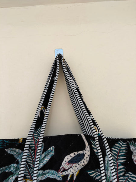 Velvet Green Jangal Printed Tote Reversible Large Tote Bag Eco friendly Sustainable Sturdy Grocery Shopping Handmade Boho bag