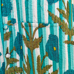 Cotton Handcrafted Kantha Jacket Print Patchwork Women's Quilted Reversible Coat, Kimono Indian Hand Block Printed Vintage Style Boho Vest Autumn Gift for her - 9