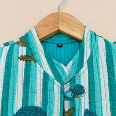 Cotton Handcrafted Kantha Jacket Print Patchwork Women's Quilted Reversible Coat, Kimono Indian Hand Block Printed Vintage Style Boho Vest Autumn Gift for her - 9